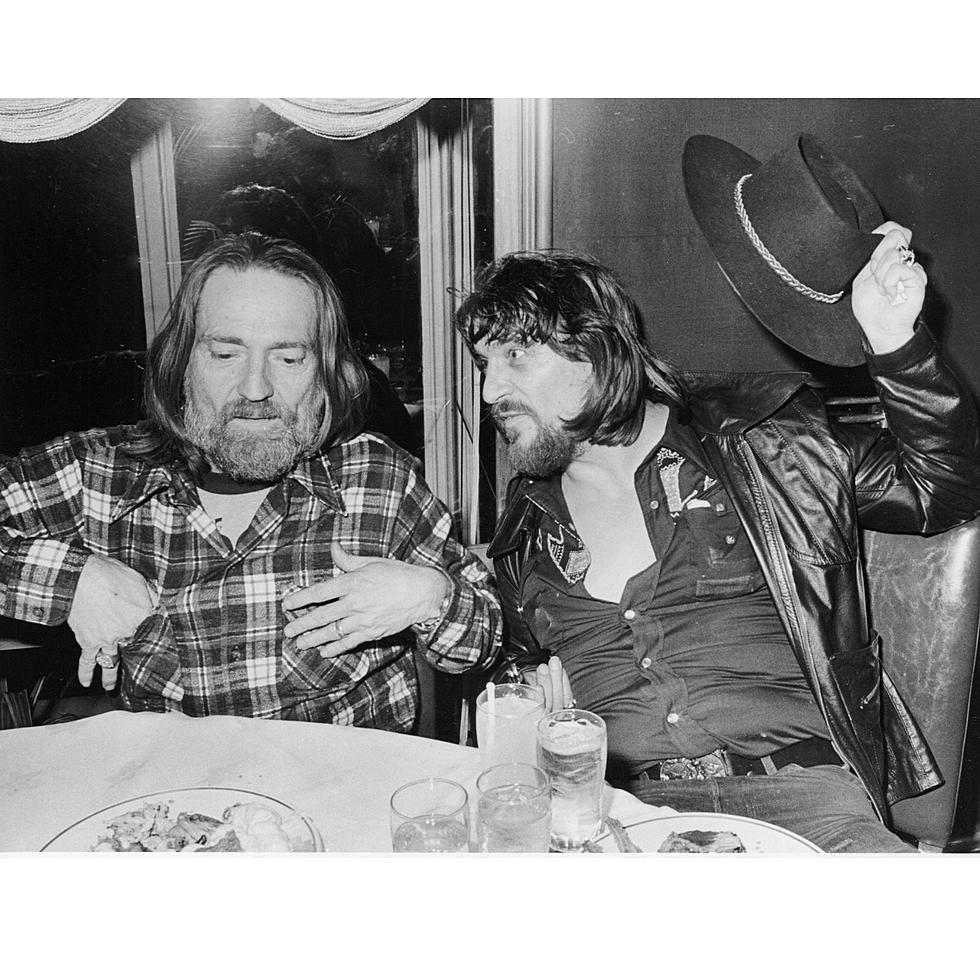 Willie Nelson, left, and Waylon Jennings, right, at a party at the Rainbow Room in Manhattan in 1978